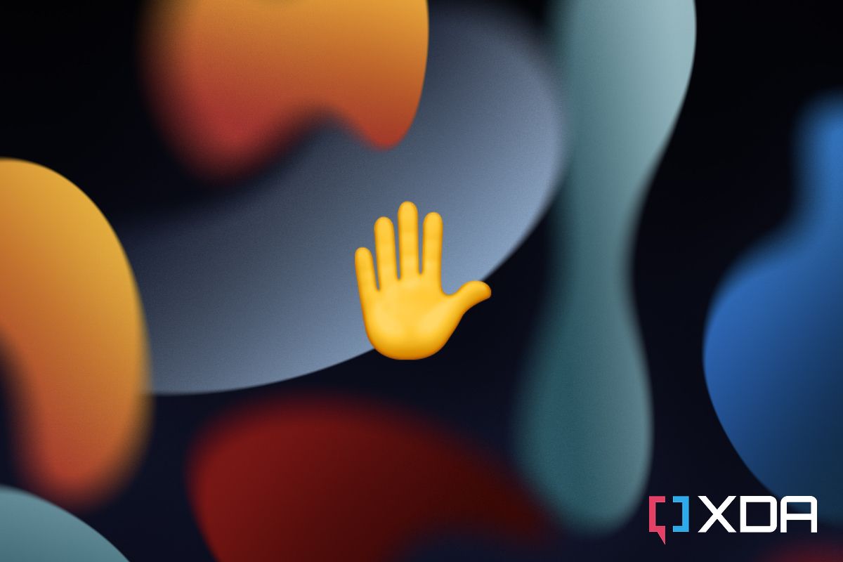 Hand emoji on iOS 15 wallpaper