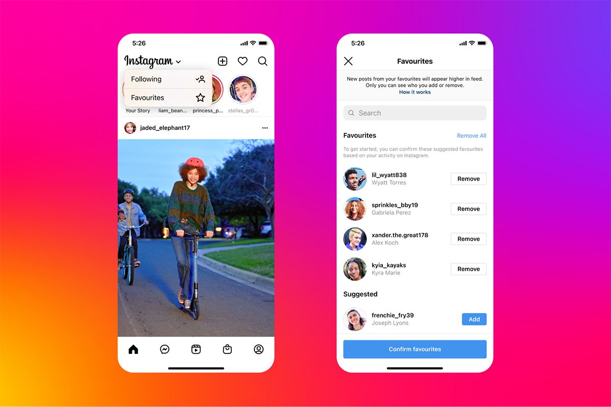 Instagram Favorites and Following features featured
