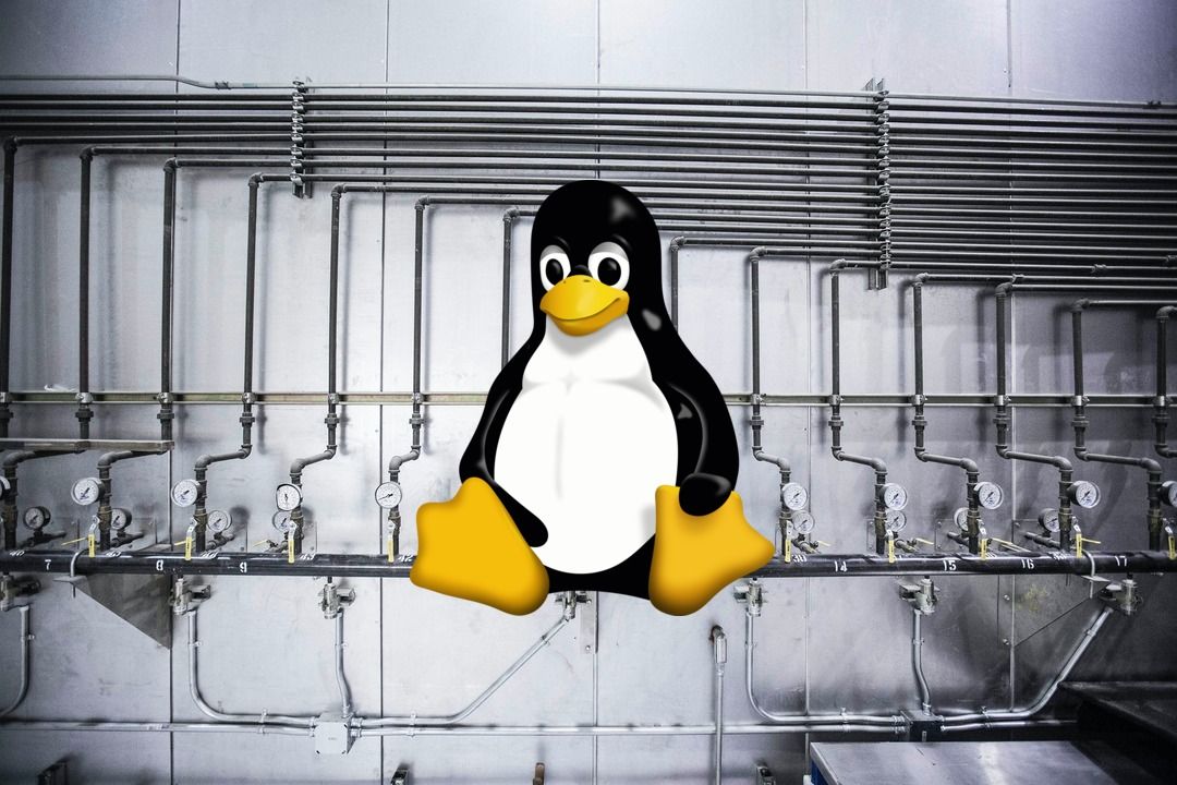 Linux Tux logo on pipelines