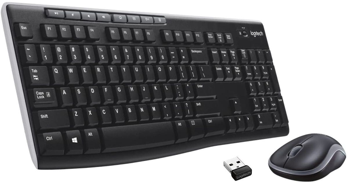 Want a complete setup without fuss? This Logitech bundle includes a full-size keyboard with large comfortable keys, plus an ambidextrous mouse for basic use. The peripherals connect using a wireless dongle so you can be free of cables, and they last a long time on a charge.