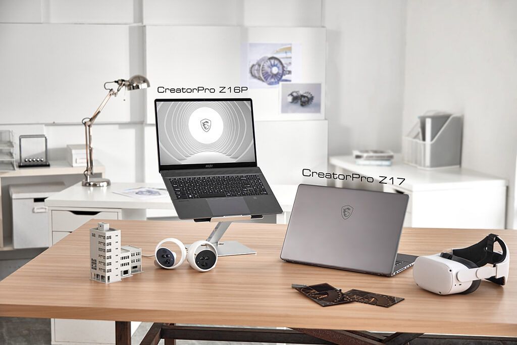 MSI CreatorPro Z17 and Z16P laptops on a desk