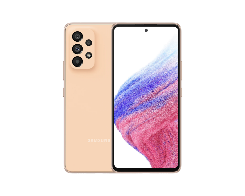 Peach Galaxy A53 on transparent background