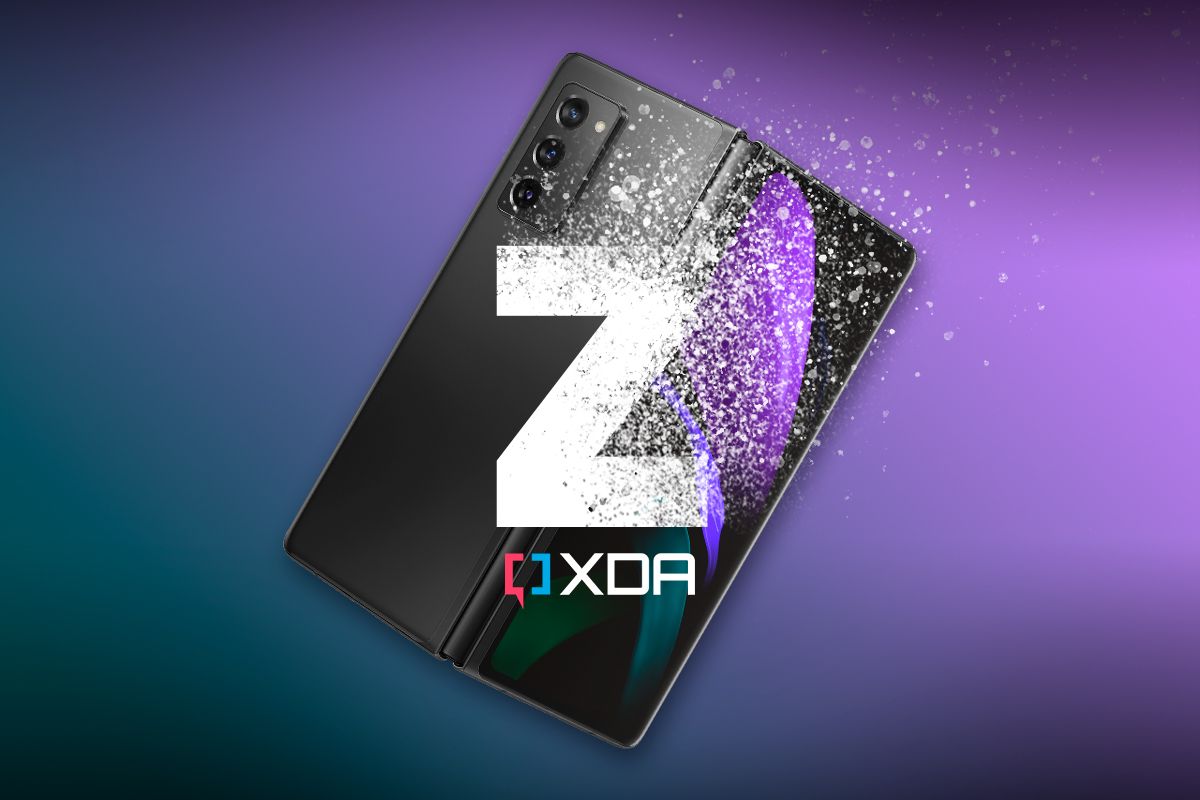 Photo of Samsung Galaxy Z Fold 3, with a Z alphabet overlaid as top as fading away, denoting the decision to remove the Z from the branding