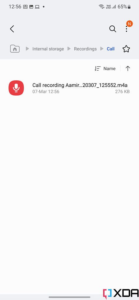 Saved call recording on Galaxy S22