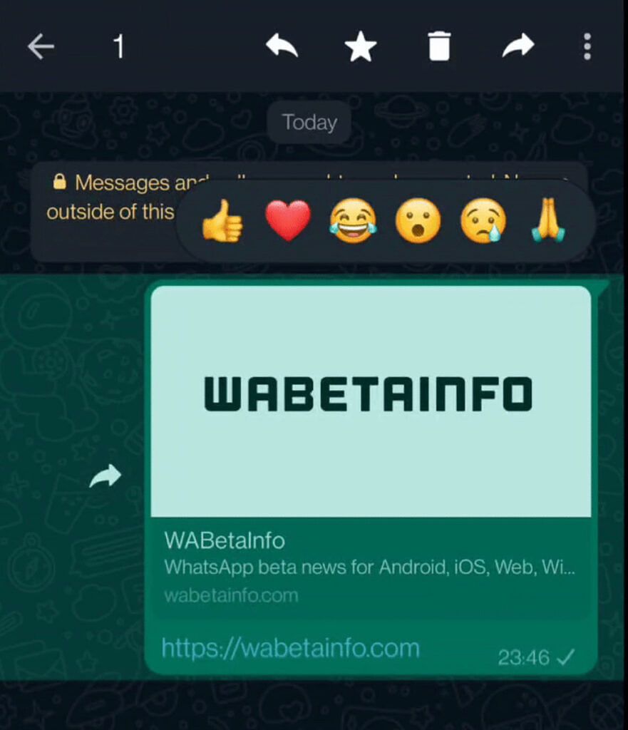WhatsApp Message Reaction Android beta