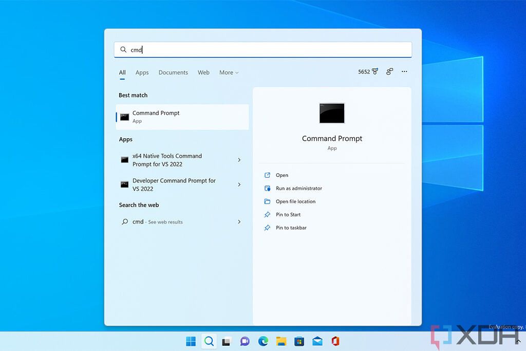 Screenshot of Windows search for Command Prompt