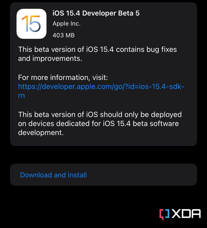 iOS 15.4 beta 5