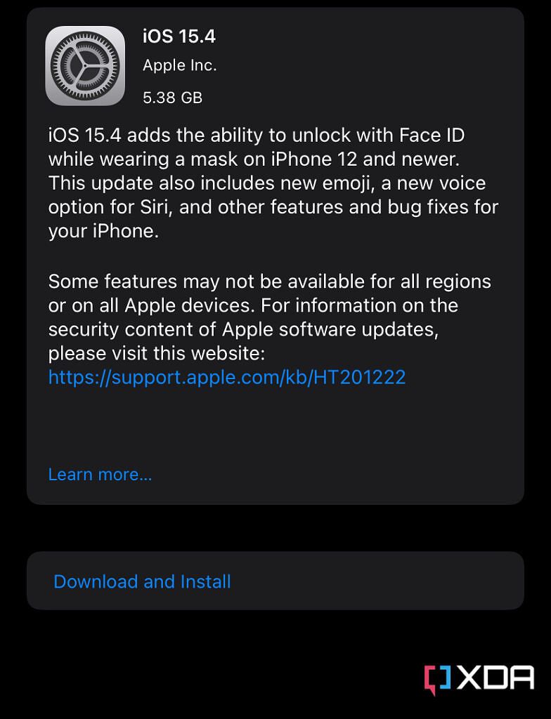 iOS 15.4 change log