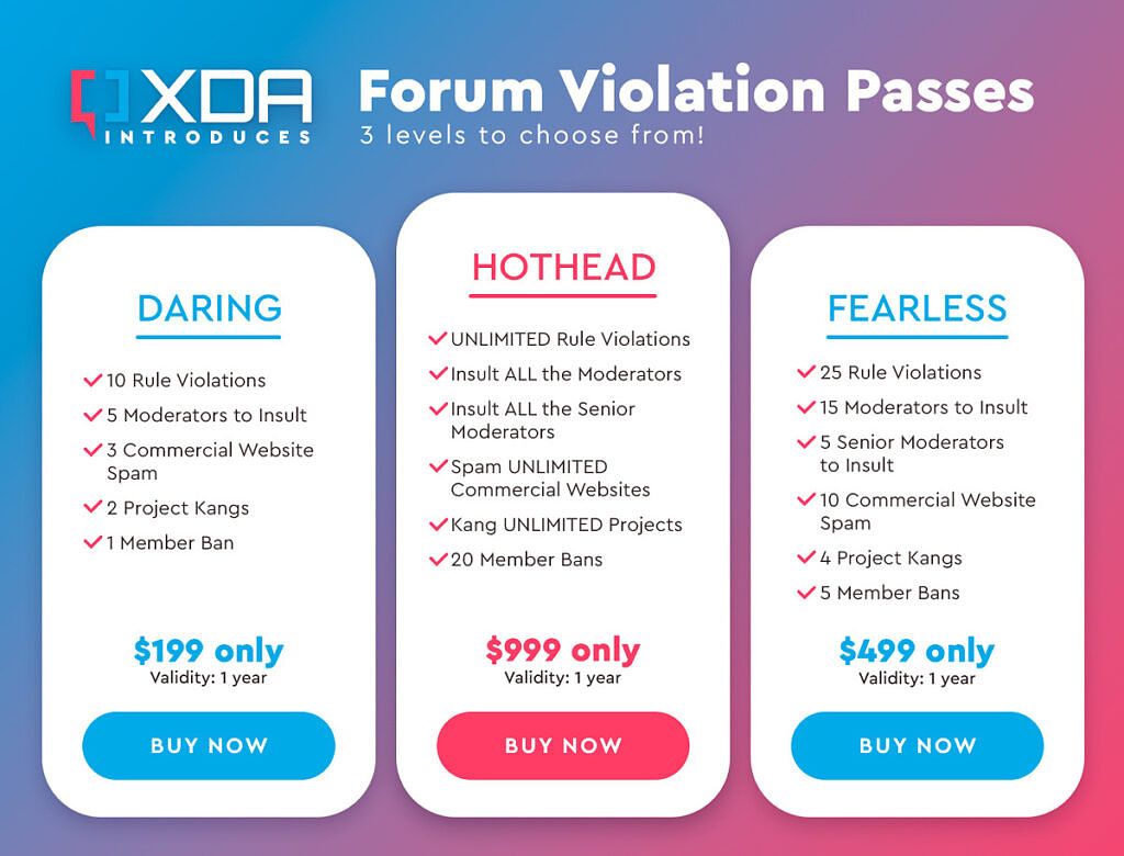 XDA Forum Violation Passes -- April Fools Joke for 2022
