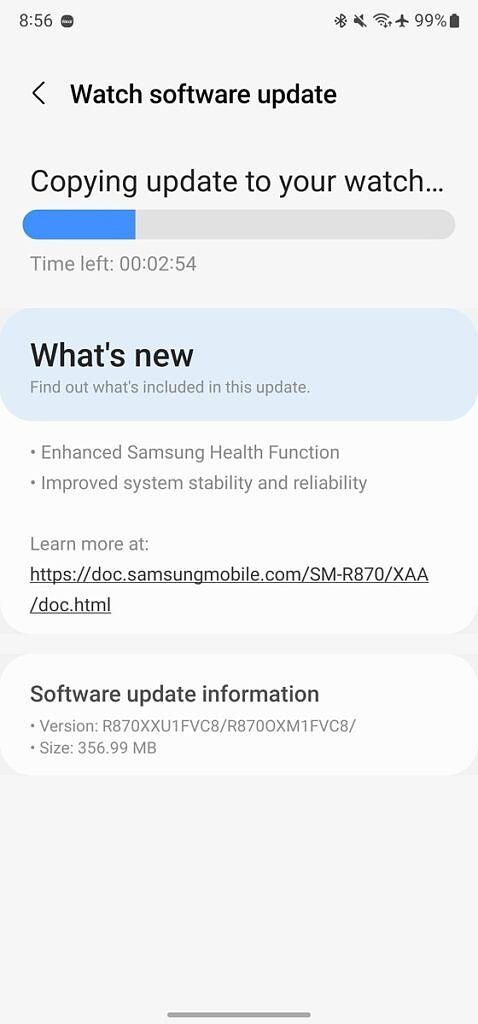Galaxy Watch 4 update being downloaded