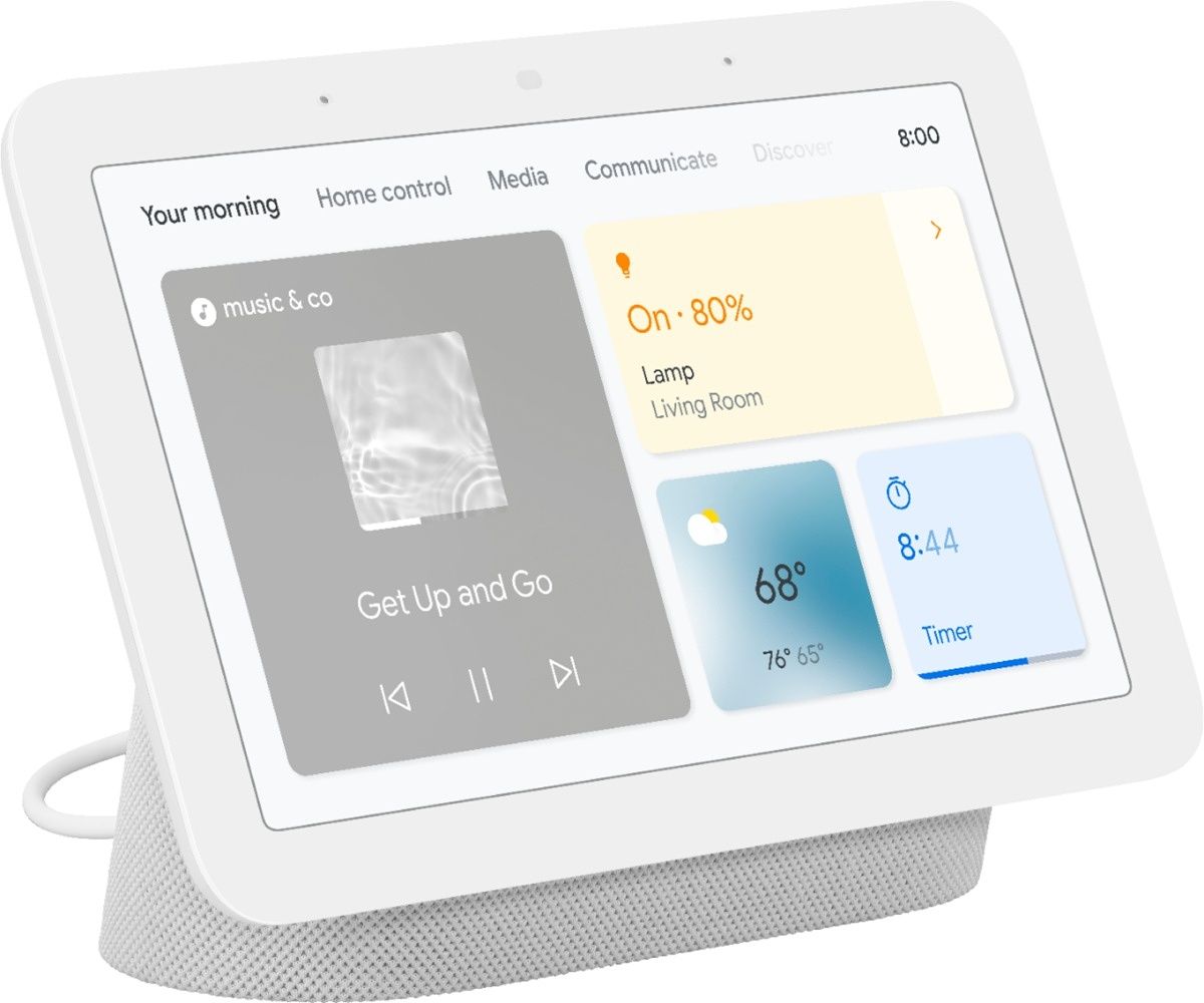 The Google Nest Hub (2nd generation) is a 7-inch smart display that is the perfect addition to a smart home, especially in the kitchen or on your bedside table.