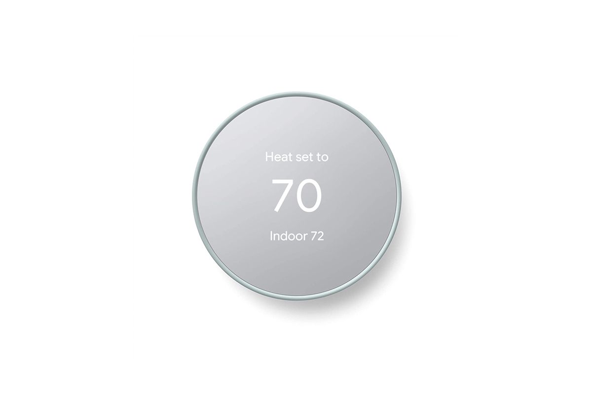 Google Nest Thermostat 2020 on white background