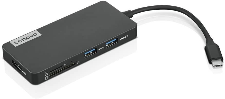 If you want a more portable hub to add ports to your laptop, this one from Lenovo may do the trick. It gives you three USB Type-A ports, HDMI, and a couple of card readers, plus it supports passthrough charging via USB-C. It's very compact, too.