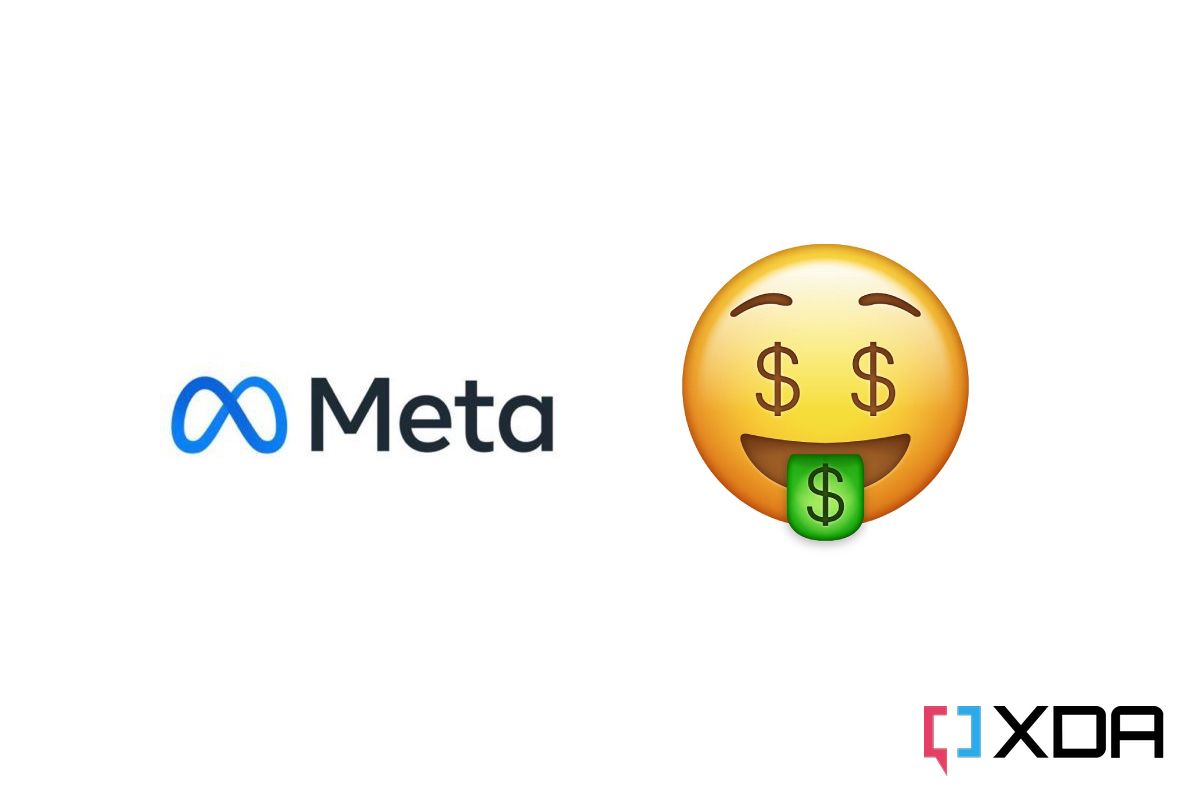 Meta Logo next to money face emoji