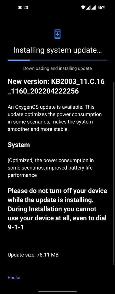 OnePlus 8T OxygenOS 12 C.16 OTA