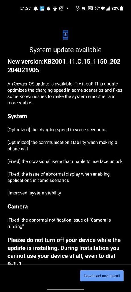 OTA notification on OnePlu 8T