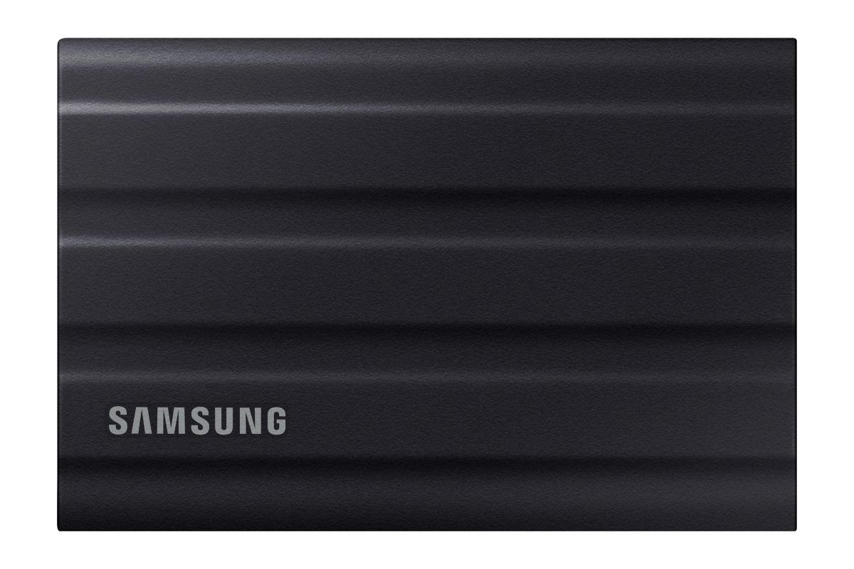 The Samsung T7 Shield is a tiny portable SSD; but it has a rugged design to withstand drops, dust, and water, so you don't have to worry about breaking it while traveling with it.