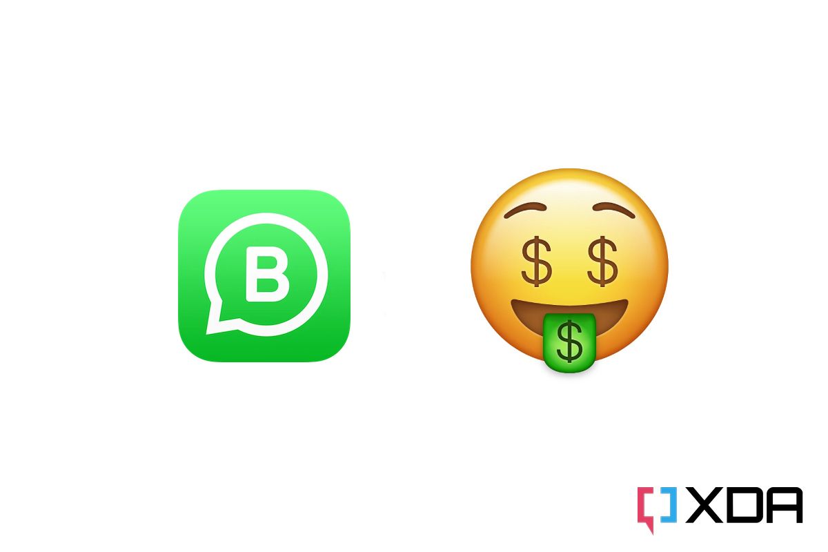 WhatsApp Business Logo next to money face emoji