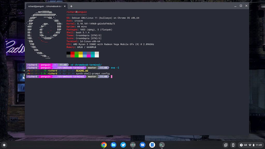 Linux terminal on Chrome OS