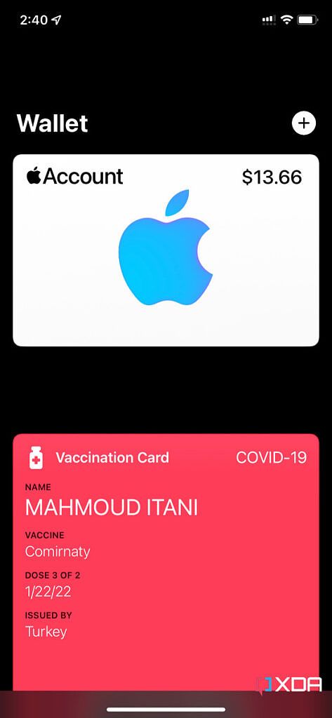 Apple Account Card on iOS 15.5