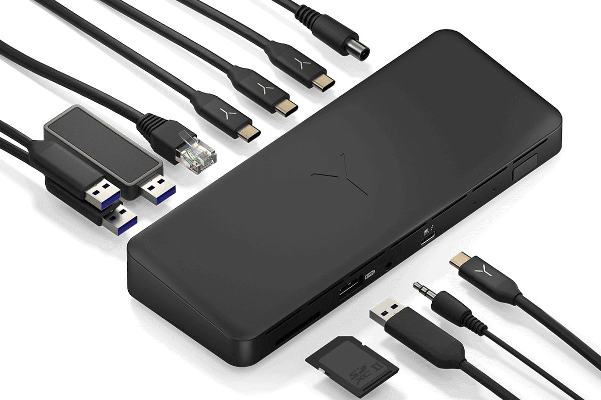 The Brydge Stone C gives you a total of 12 ports for all the expansion you need. It Includes four USB Type-A ports, up to three display outputs, GIgabit Ethernet, and more, all in a sleek and modern chassis. It's very compact, but very capable, and it even supports power delivery to your laptop.