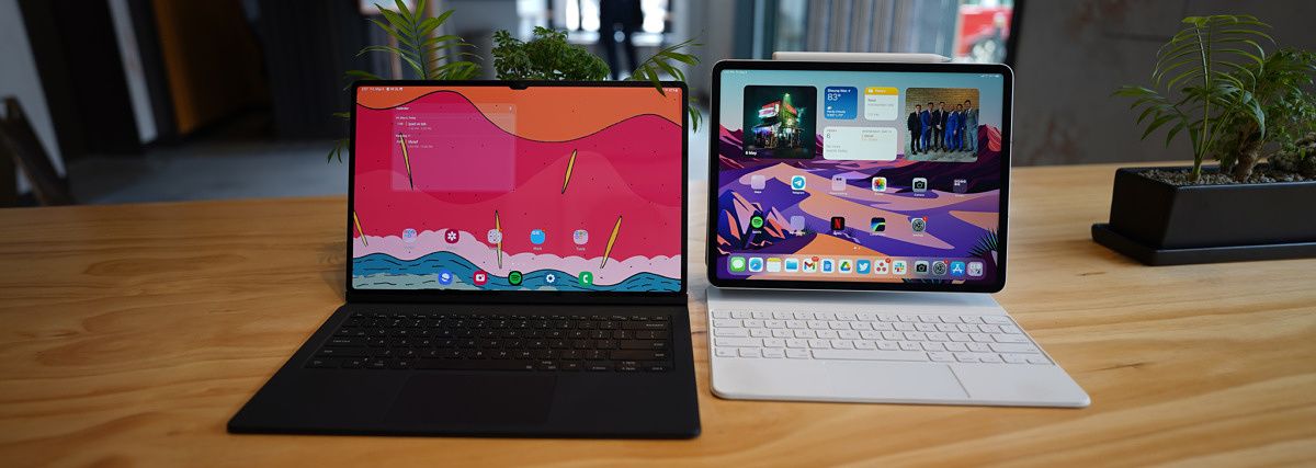 ipad pro m1 and galaxy tab s8 ultra banner