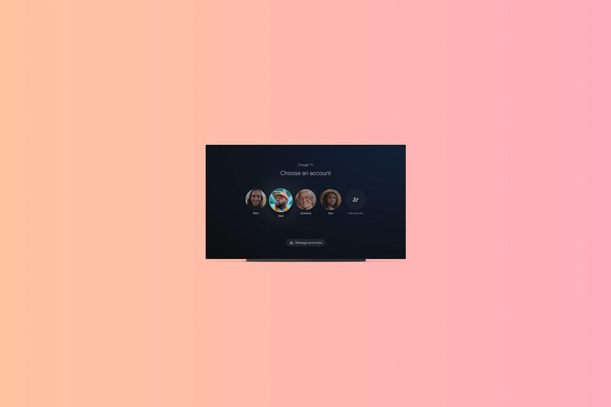 A mock up of smart TV displaying mulit-user profiles
