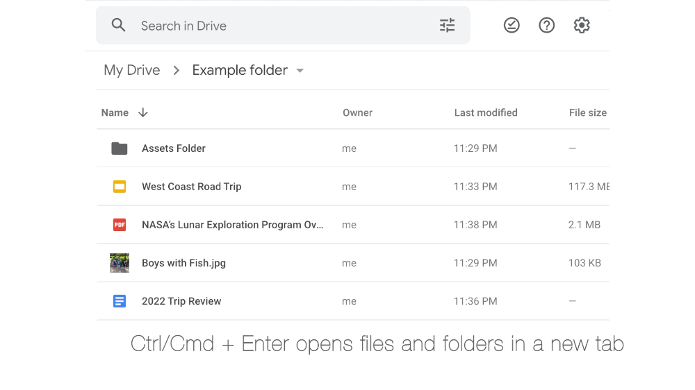Copy, paste and cut keyboard shortcuts to move files in Google Drive