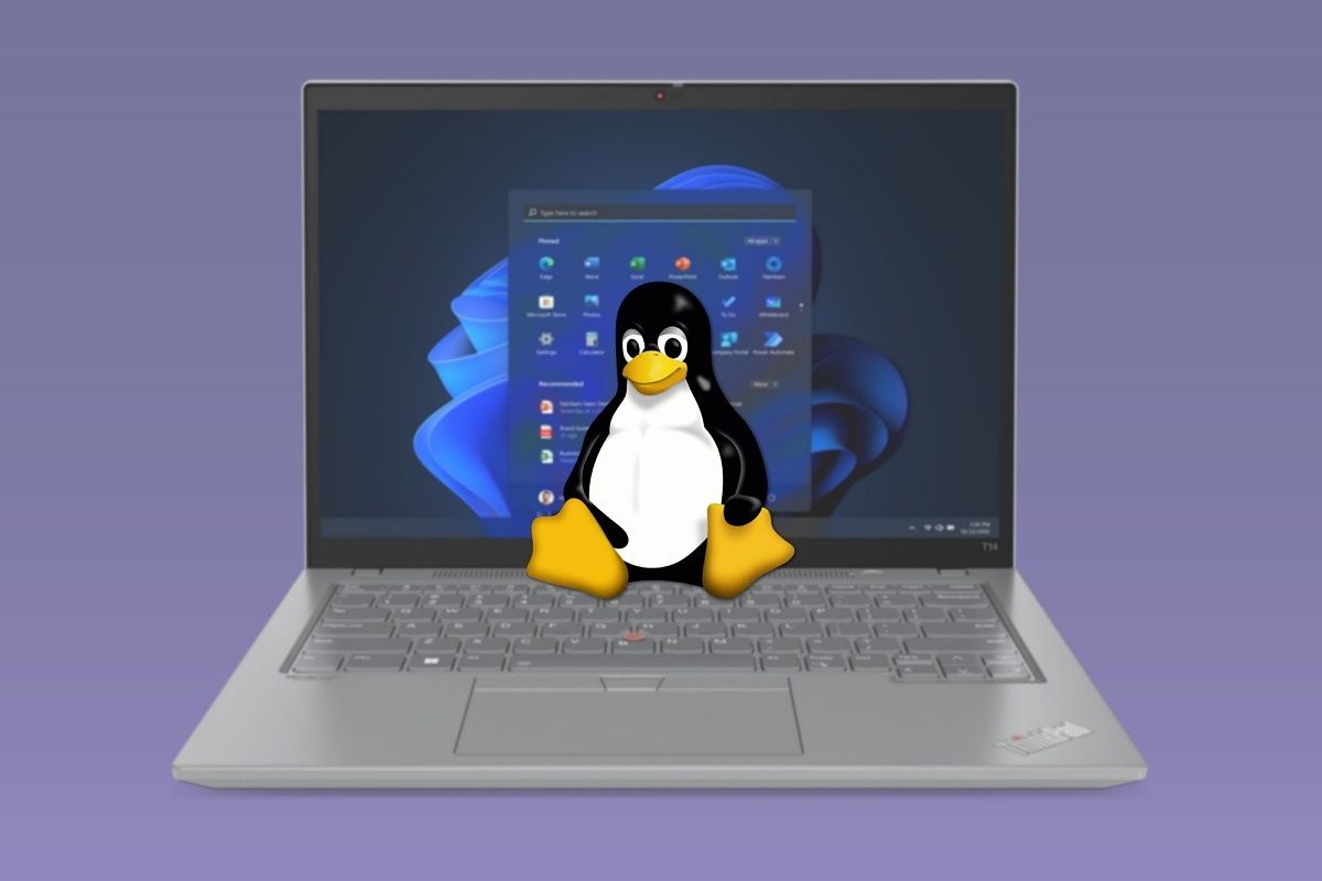 Lenovo ThinkPad T14 Gen 3 with Linux logo on top