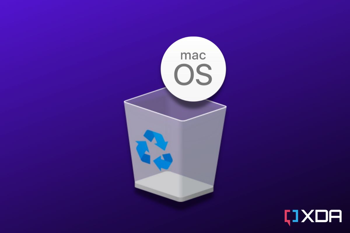 The Mac OS logo being put in the Windows bin