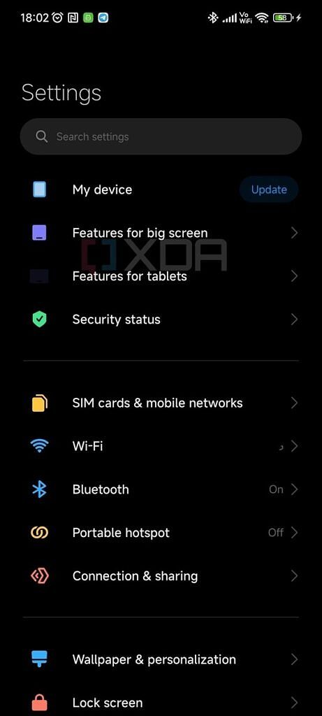 MIUI 13 beta China new menu options for big screen and tablet devices watermarked