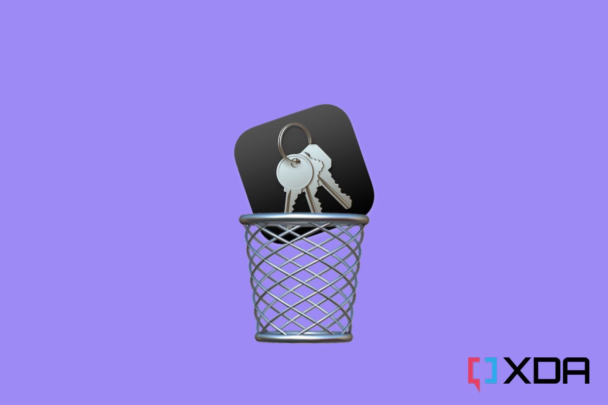 Keychain Access icon in trash bin emoji to signify passwordless sign-ins
