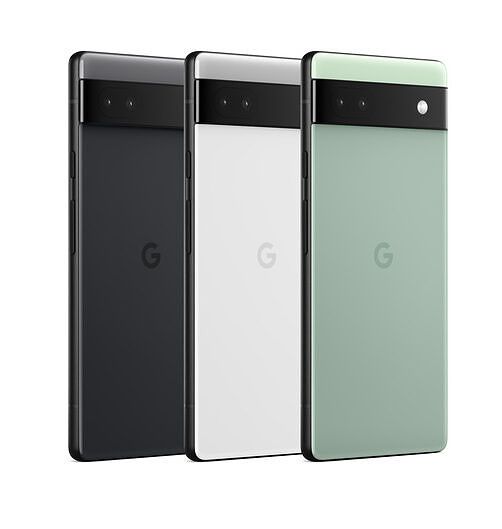 Pixel 6a in black, white and green colors