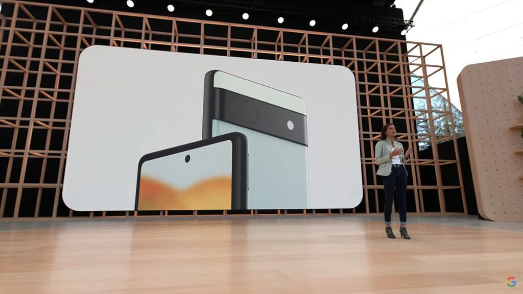 Pixel 6a shown on a big display