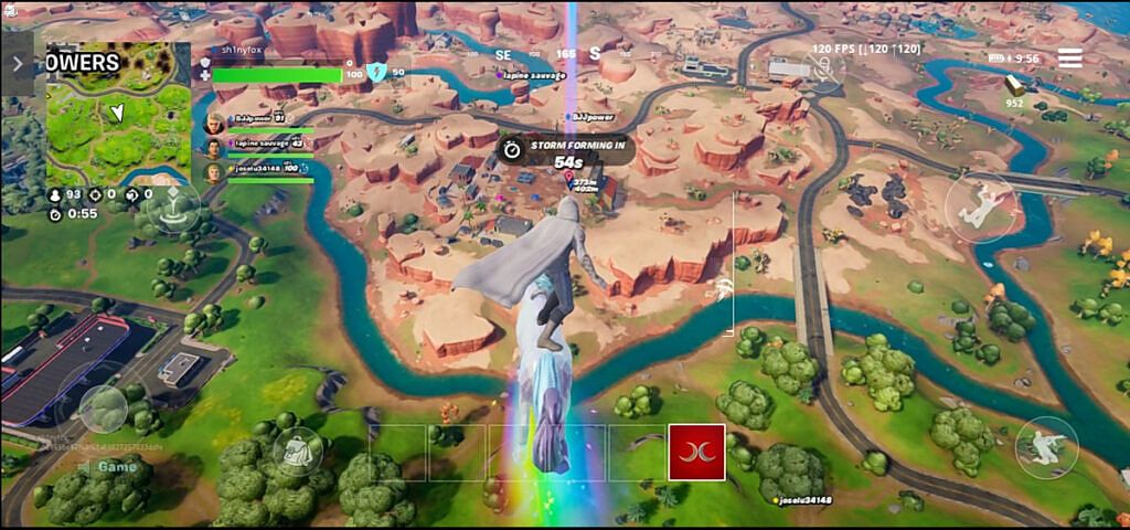 Moon Knight riding Butt Stallion down into the Fortnite map