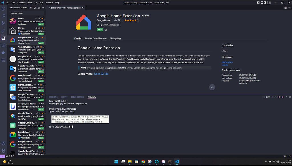 Google Home on Visual Studio Code