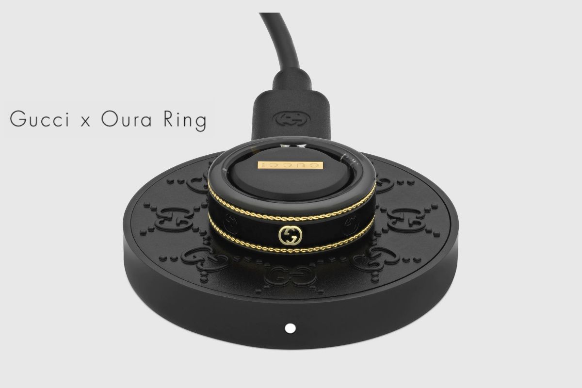 Oura Gucci on a charging pad looking luxurious