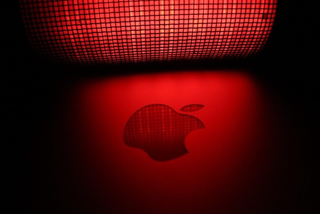 Apple Mac Logo Lit by Red Light