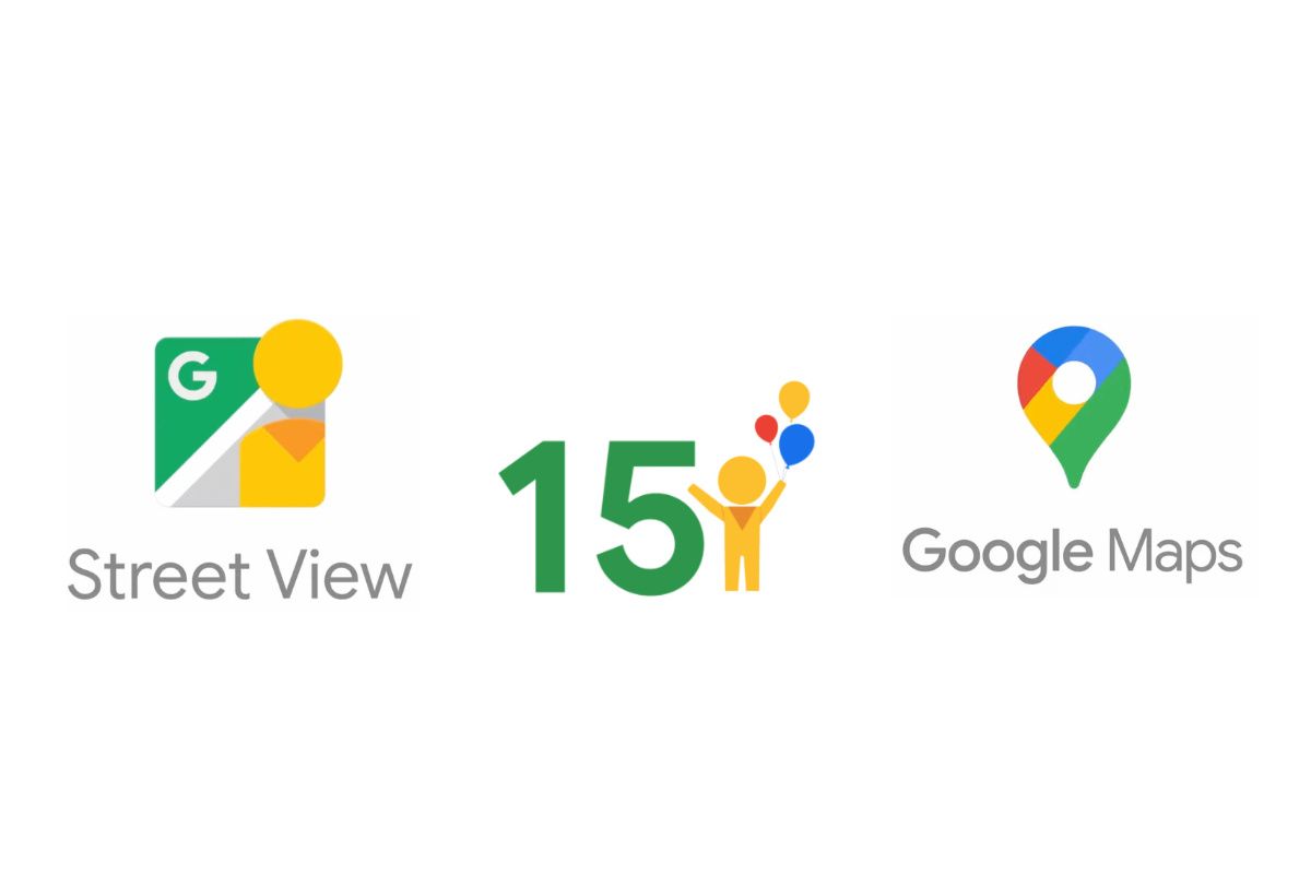 Google Street View 15 year celebration with Street View and Google Maps logo