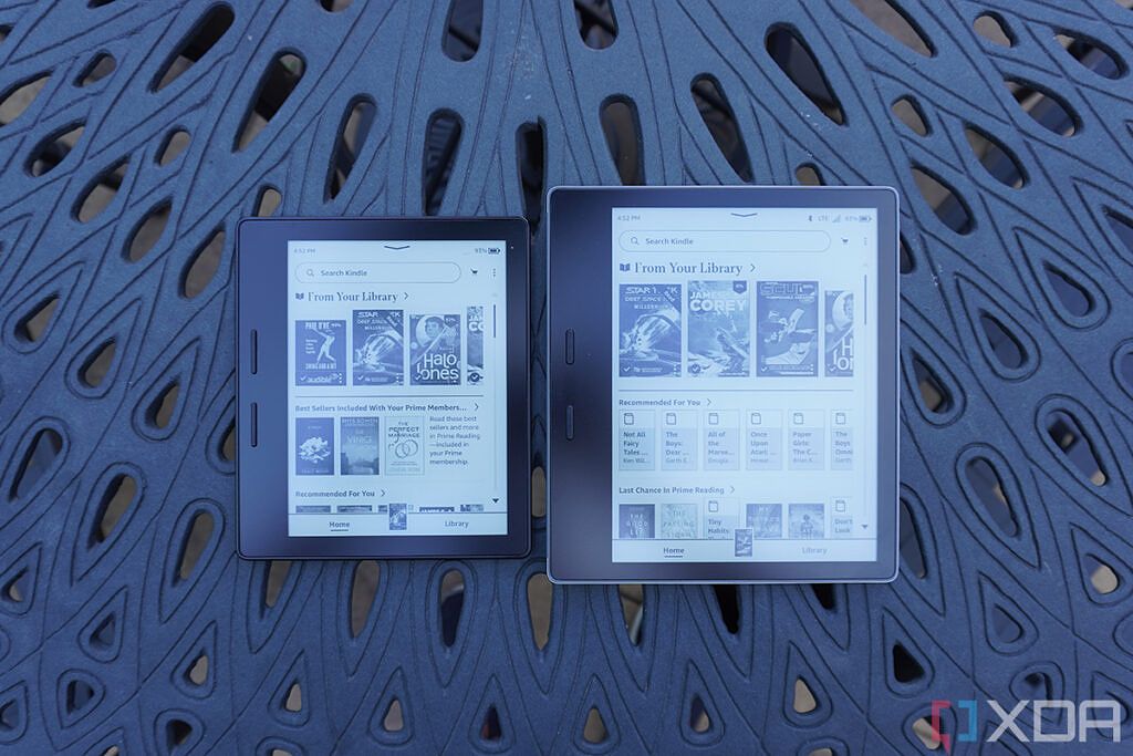 First and second gen Kindle Oasis models side by side