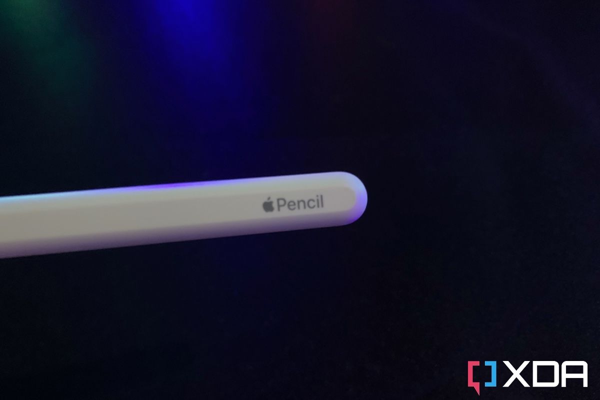 The Apple Pencil wordmark on the second-gen Apple Pencil