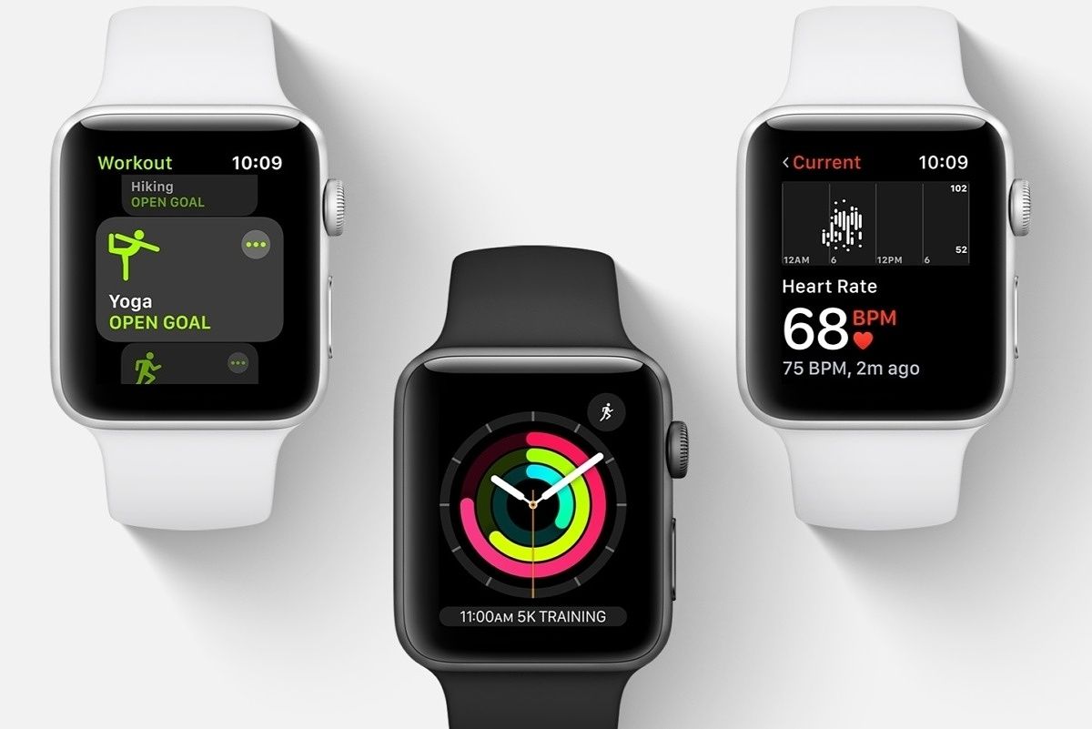 Three Apple Watch Series 3 models