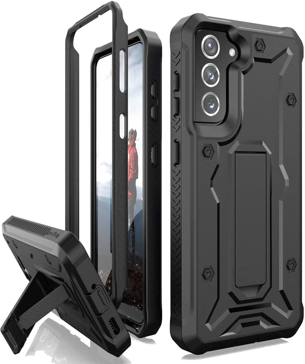 A tough case with 5-layer construction for ultimate protection against drops, falls and scratches. The case has reinforced corners for extra protection and raised lips around the display and camera to avoid surface scratches. The built-in kickstand is a bonus.