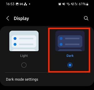 Enable dark mode on Galaxy S22