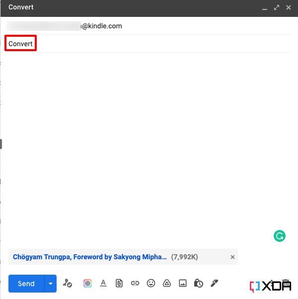 Gmail's compose view with a PDF attachment