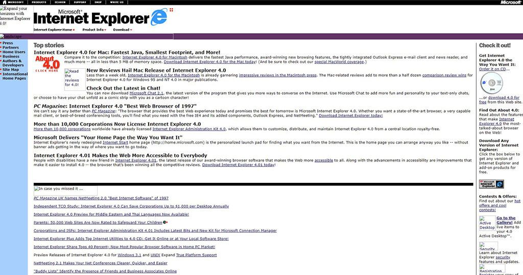 Screenshot of IE4 webpage