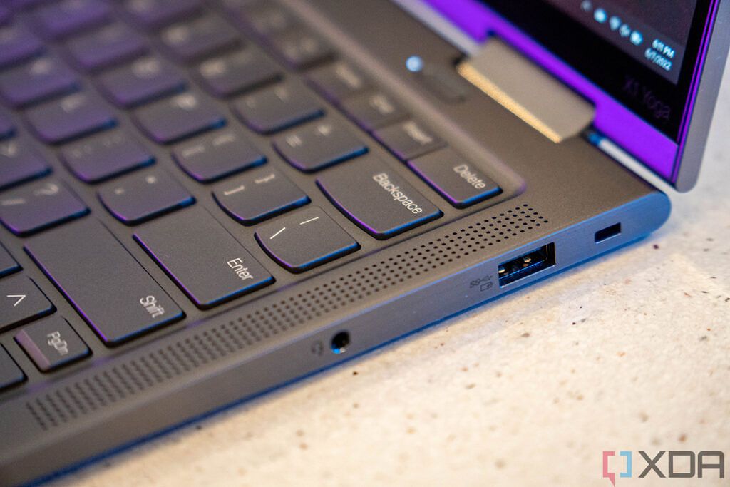 Close up of ThinkPad X1 Yoga ports