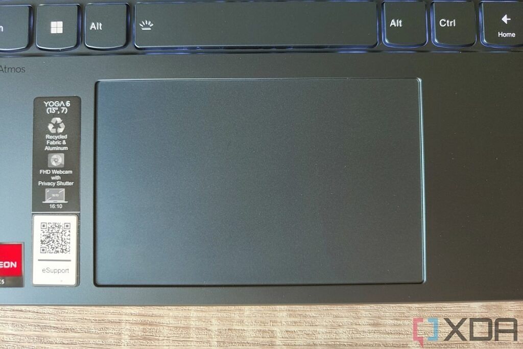 Close-up view of the touchpad on the Lenovo Yoga 6 Gen 7