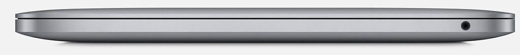 Right-side view of the 13-inch MacBook Pro with the lid closed, showing off the headphone jack.