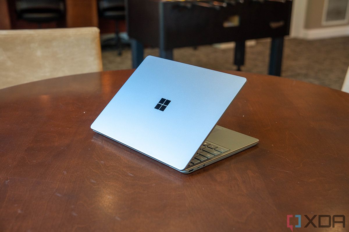 Surface Laptop Go 2 with lid partially closed